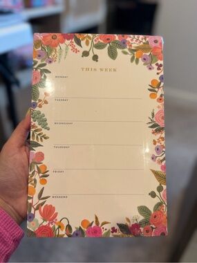 Floral Weekly Planner Notepad - Gold Lettering